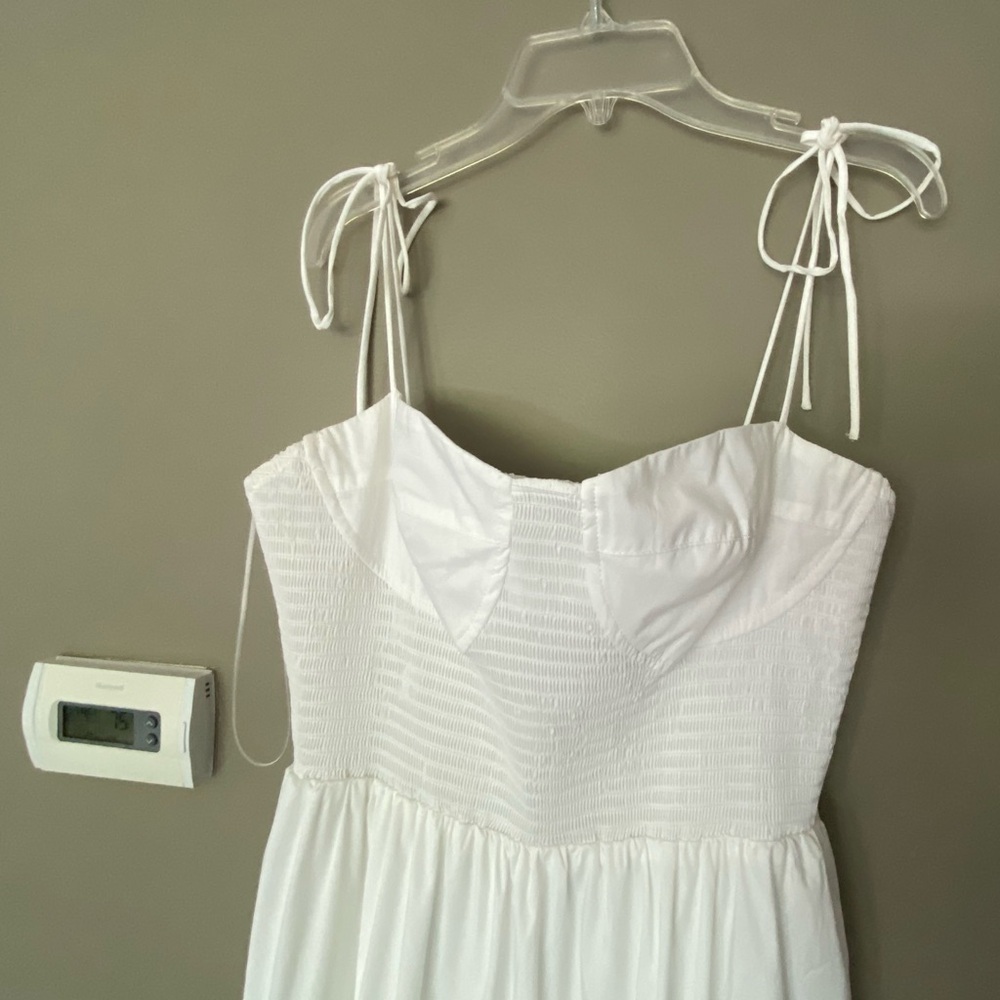 NWT ASTR THE LABEL White Smocked Ruffle Tiered Bustier Midi Maxi Dress Size XL - Picture 6 of 9